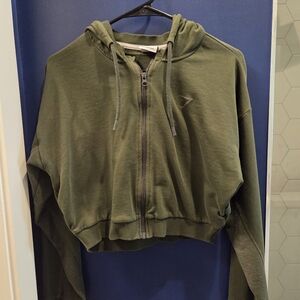 Gymshark Cropped Green Zip-Up Hoodie